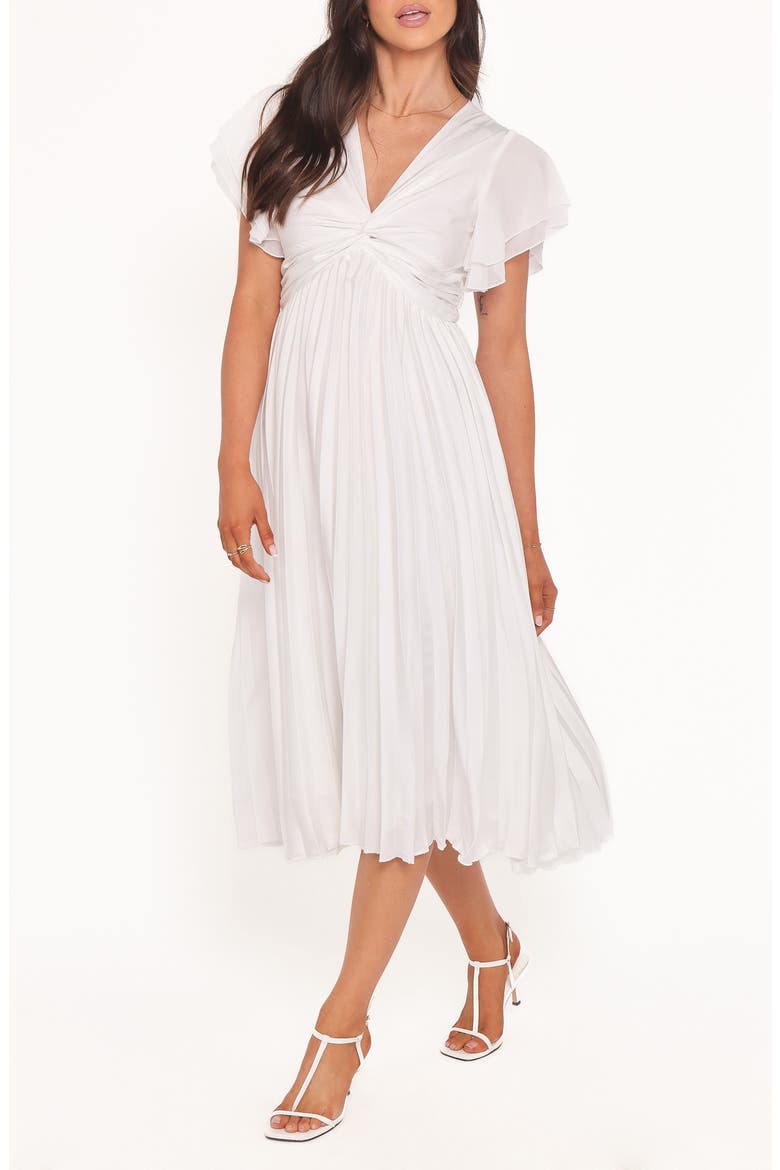 Nova Flutter Sleeve Midi Dress, Main, color, WHITE