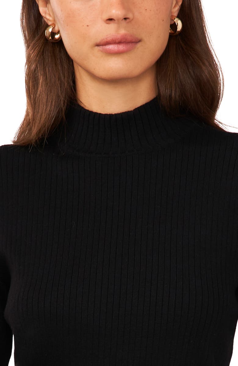 Halogen<sup>®</sup> Short Sleeve Mock Neck Rib Sweater, Alternate, color, Rich Black