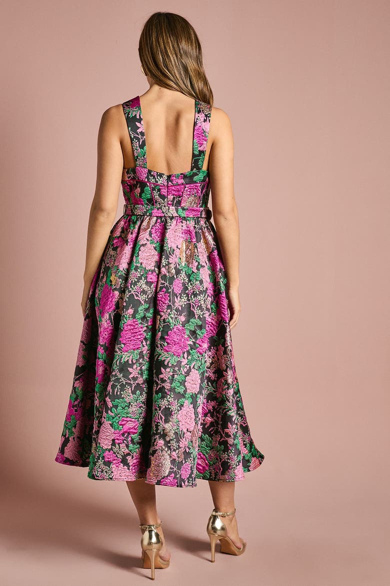 Corset Jacquard Midi Dress, Alternate, color, Pink