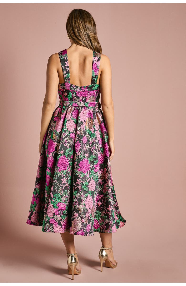 Coast Corset Jacquard Midi Dress, Alternate, color, Pink