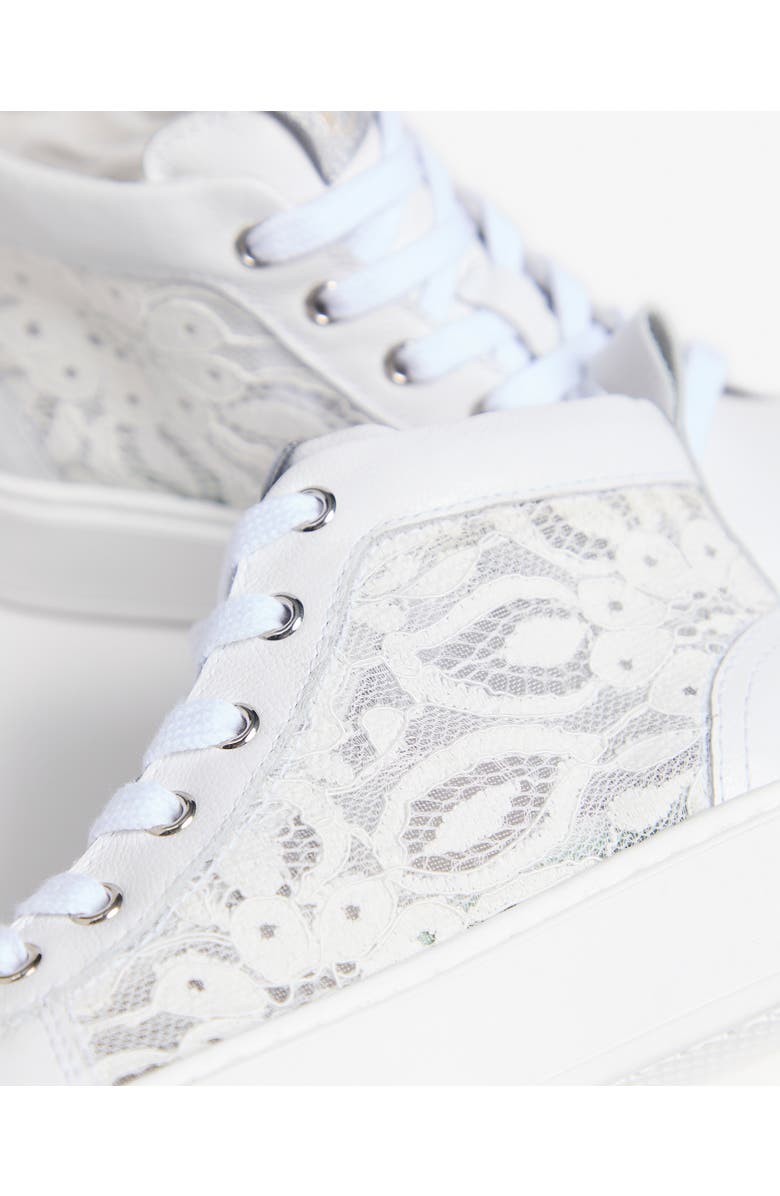 NeroGiardini Kids' Floral Mesh High Top Sneaker, Alternate, color, White