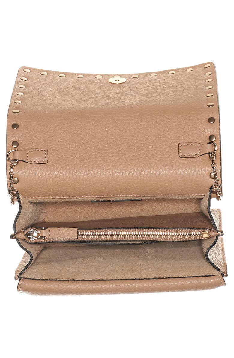 Valentino Garavani Rockstud Leather Wallet on a Chain, Alternate, color, 