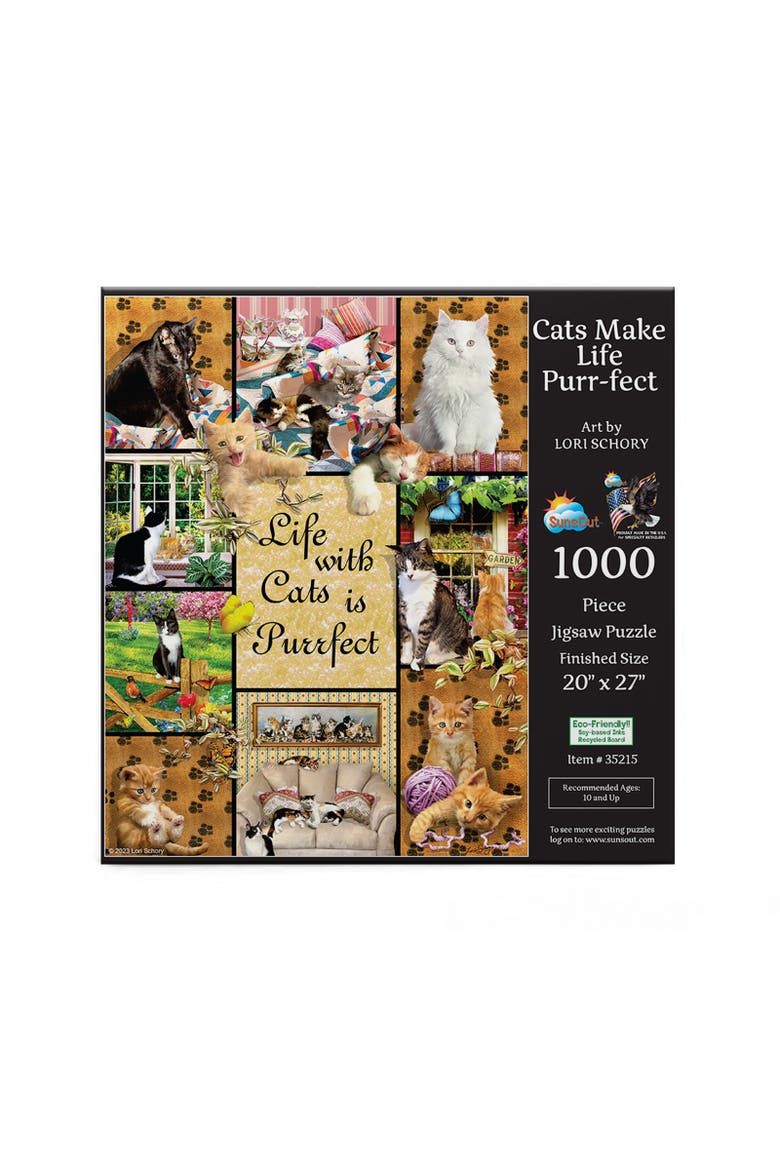 Cats Make Life Purr-fect 1000 piece Jigsaw Puzzle for Adults, Alternate, color, Multicolor