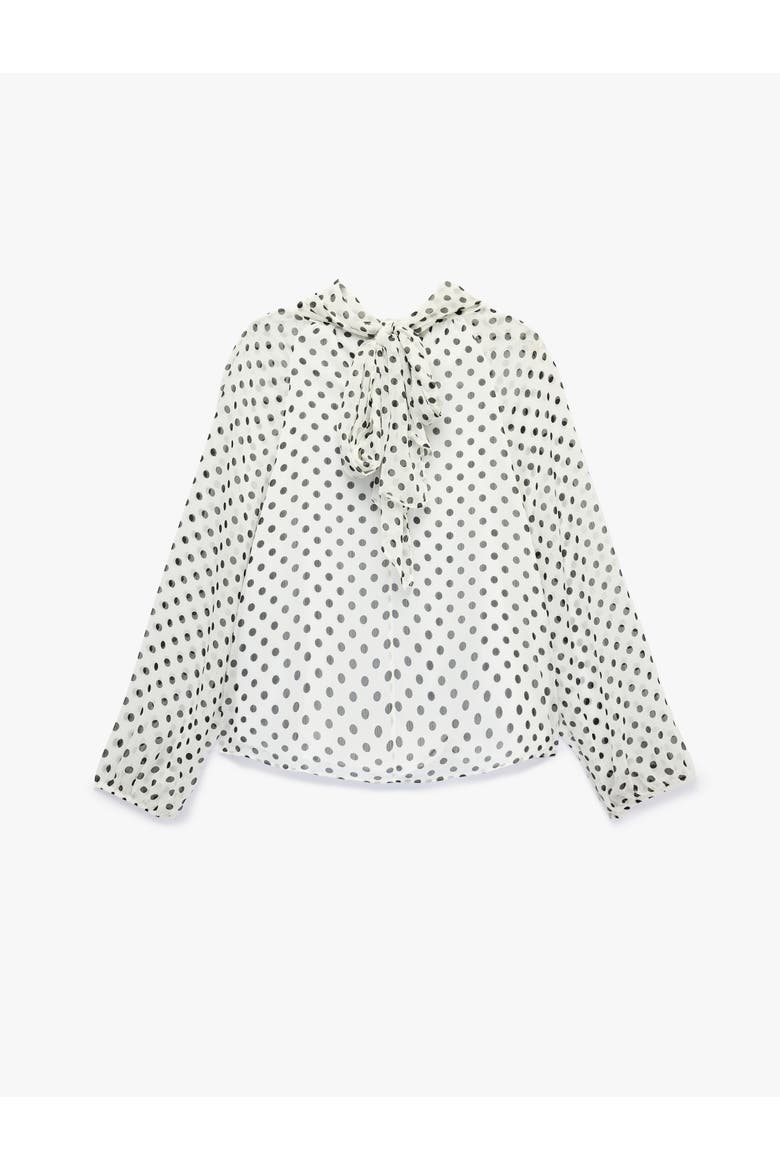 Chiffon Blouse with a Shawl Collar and Polka-Dot Scarf, Alternate, color, WHITE DESIGN