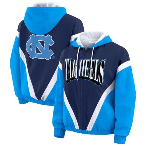 Women's WEAR by Erin Andrews Blue/Navy North Carolina Tar Heels Colorblock Full-Zip Hoodie Windbreaker Jacket