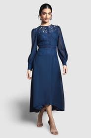 Wallis Lace Insert Chiffon Midi Dress