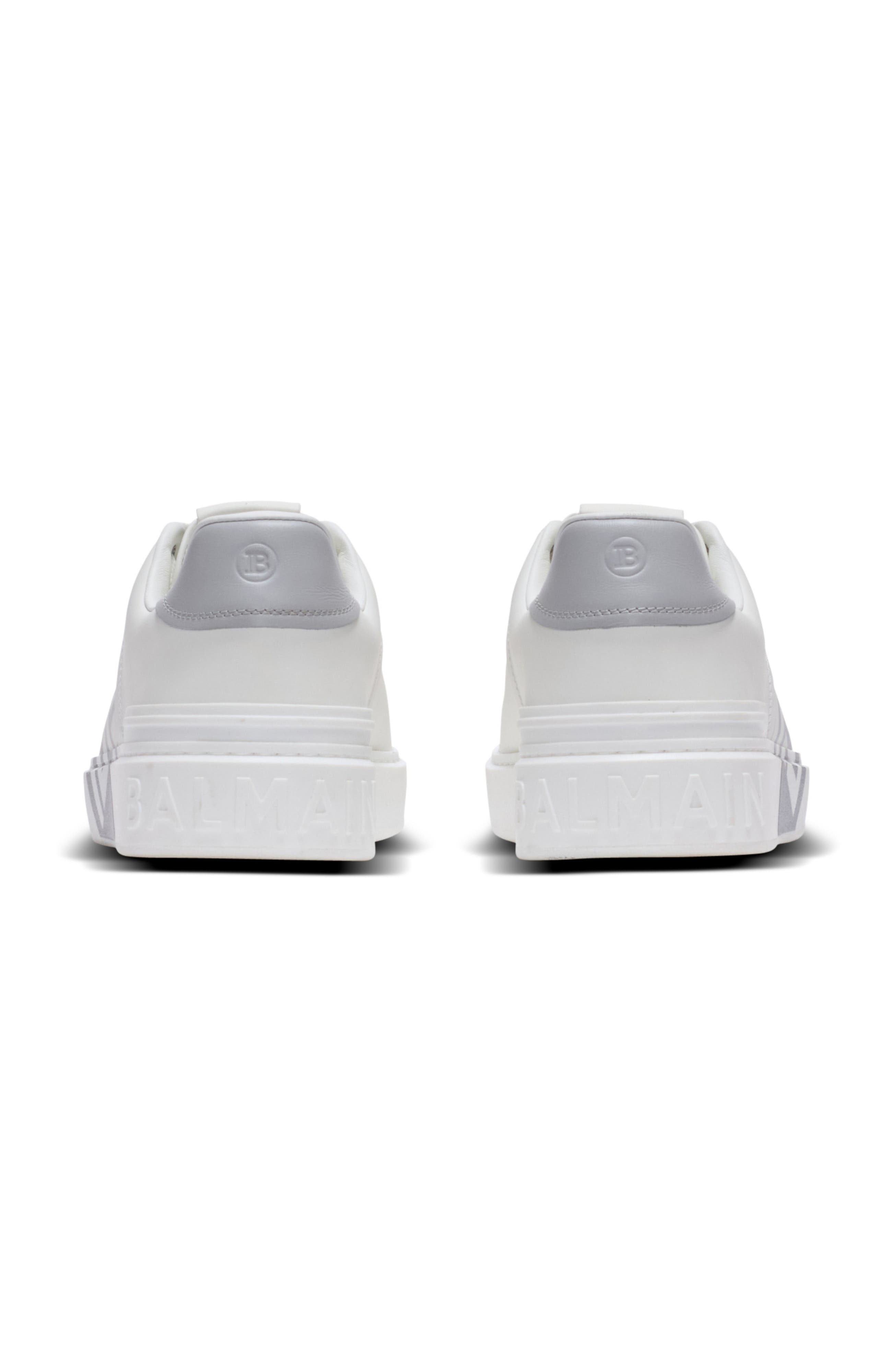 Balmain B-Court Trainers In Calfskin With Logo, Alternate, color, White