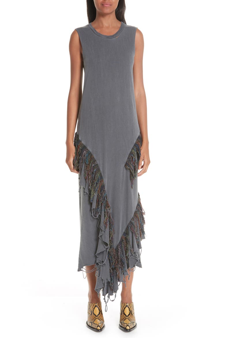 Adriana Ikat Fringe Dress, Main, color, FADED BLACK