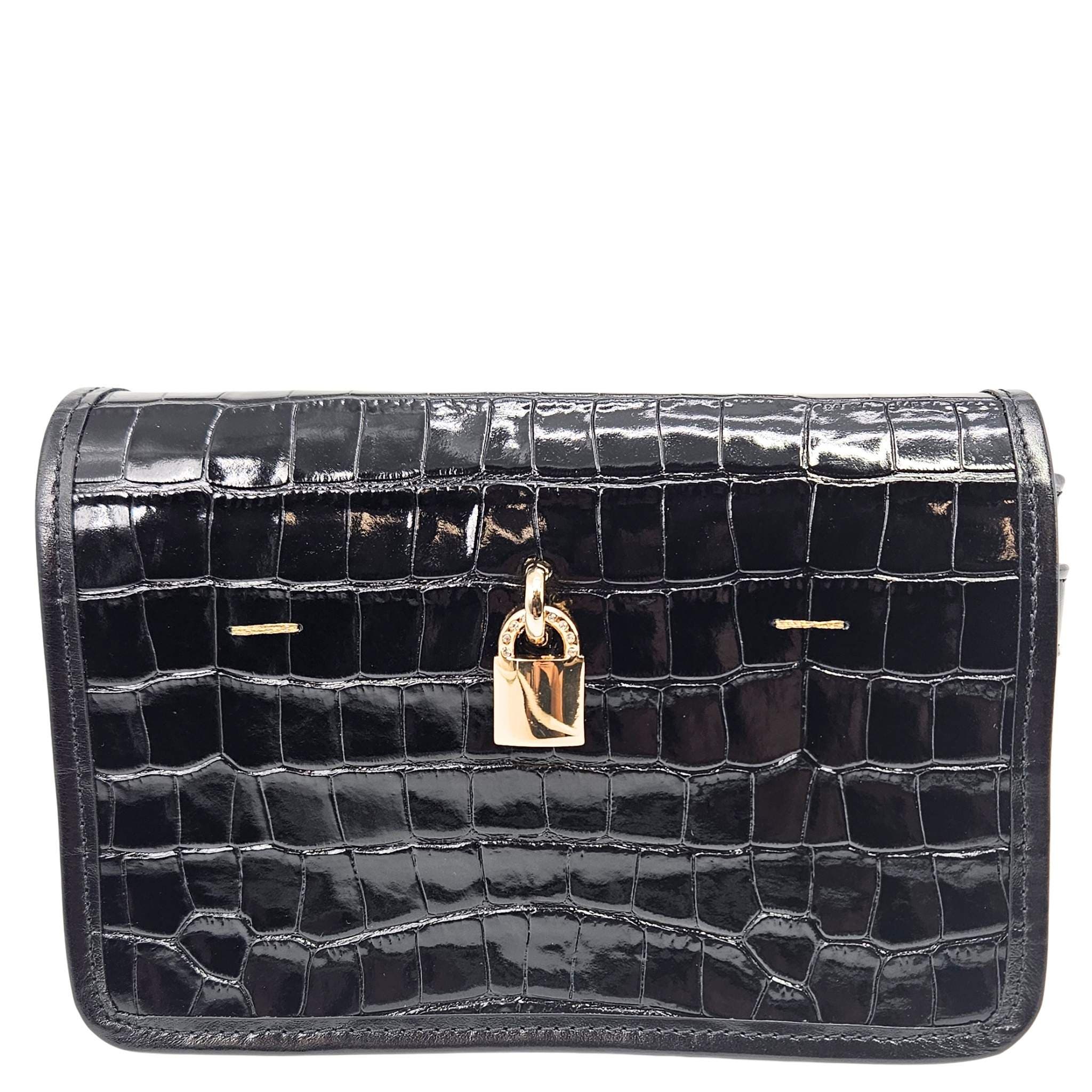 Madison Maison Moc Croc Small Crossbody, Main, color, Black