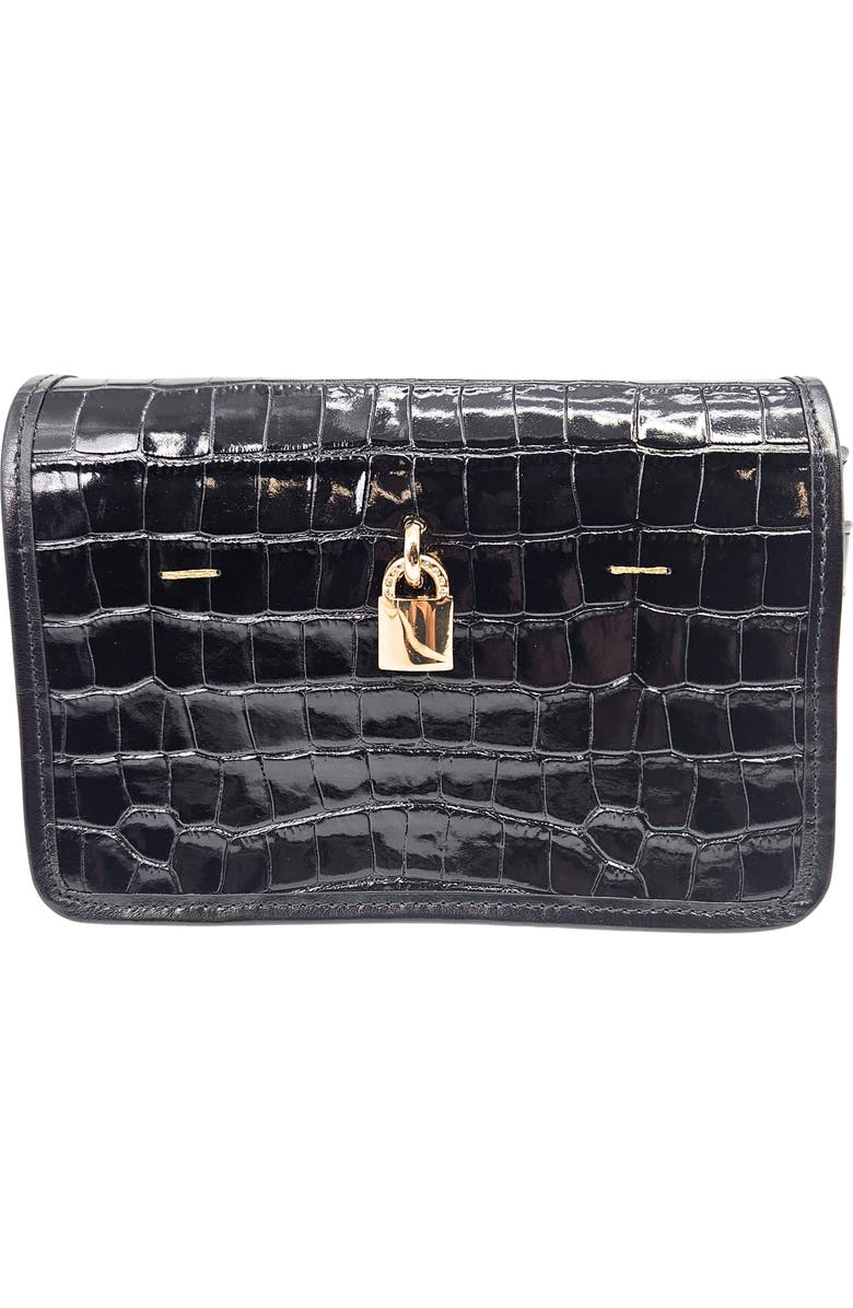 Madison Maison Moc Croc Small Crossbody, Main, color, Black