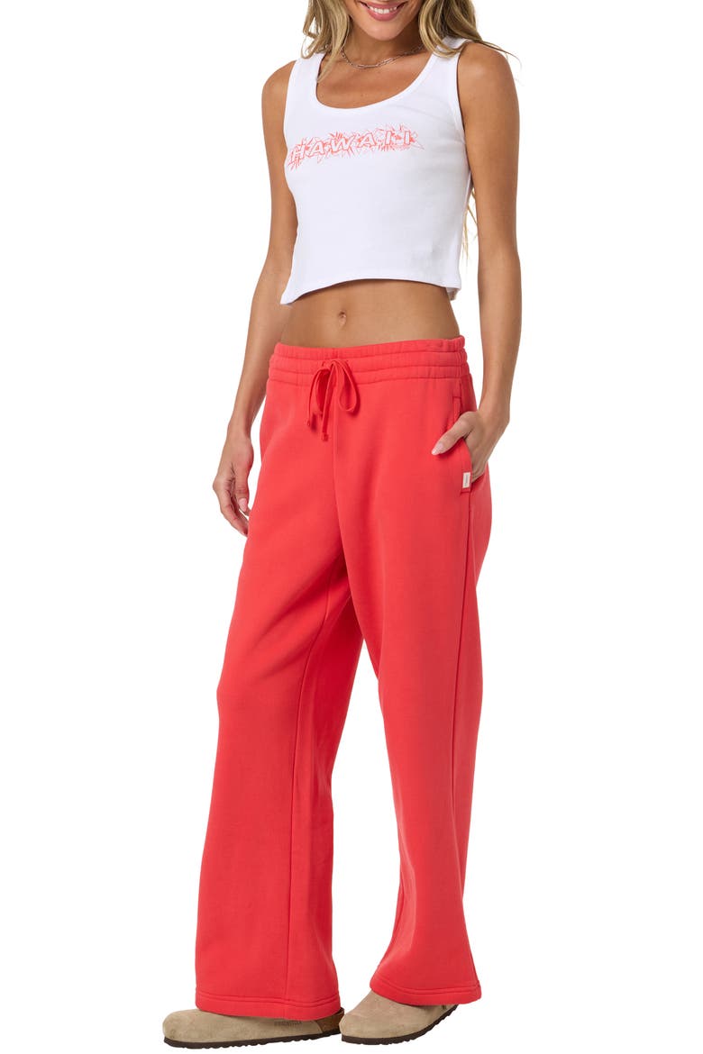 Straight Leg Fleece Sweatpants, Alternate, color, LAVA RED