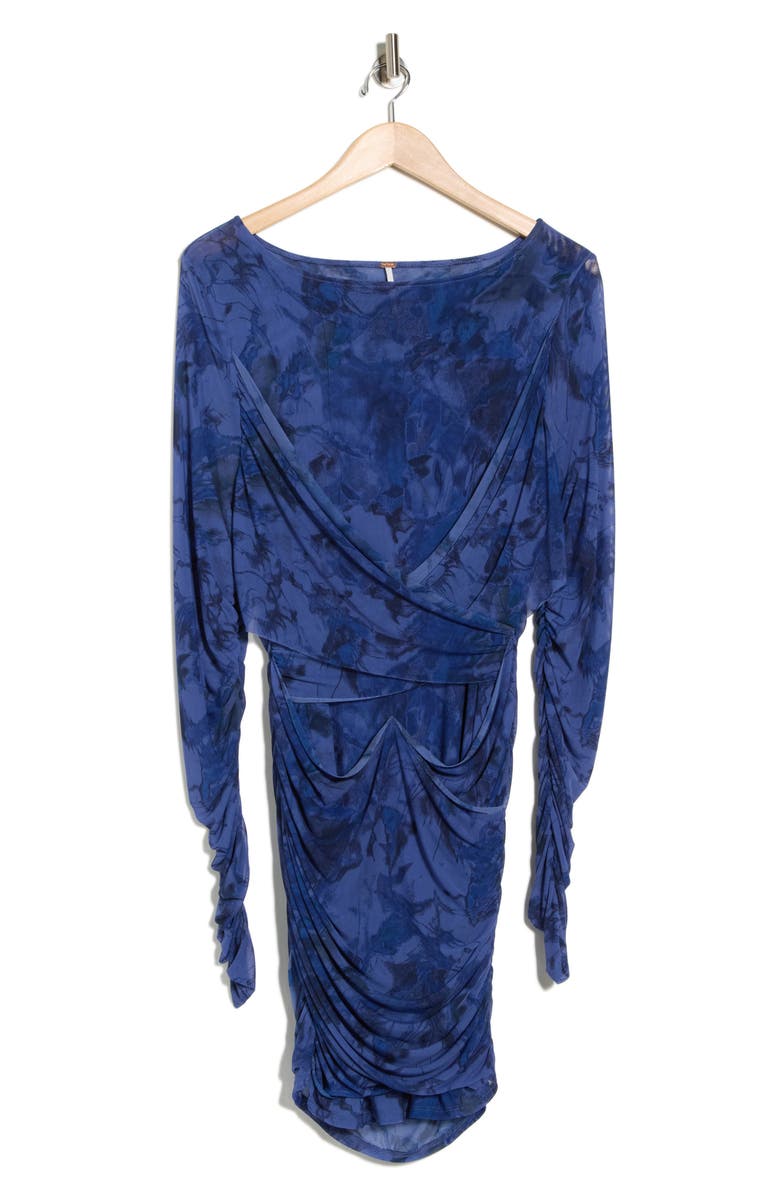 Free People Katana Long Sleeve Body-Con Minidress, Alternate, color, Deep Ocean Combo