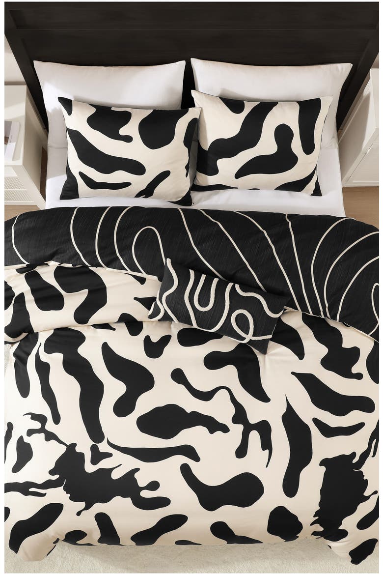Clay Trees Reversible Comforter Set, Alternate, color, BLACK