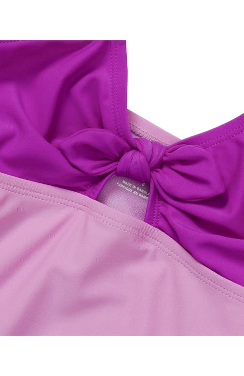 Lands' End Girls Chlorine Resistant Cutout One Piece Swimsuit In Purple Flower/wild Rose