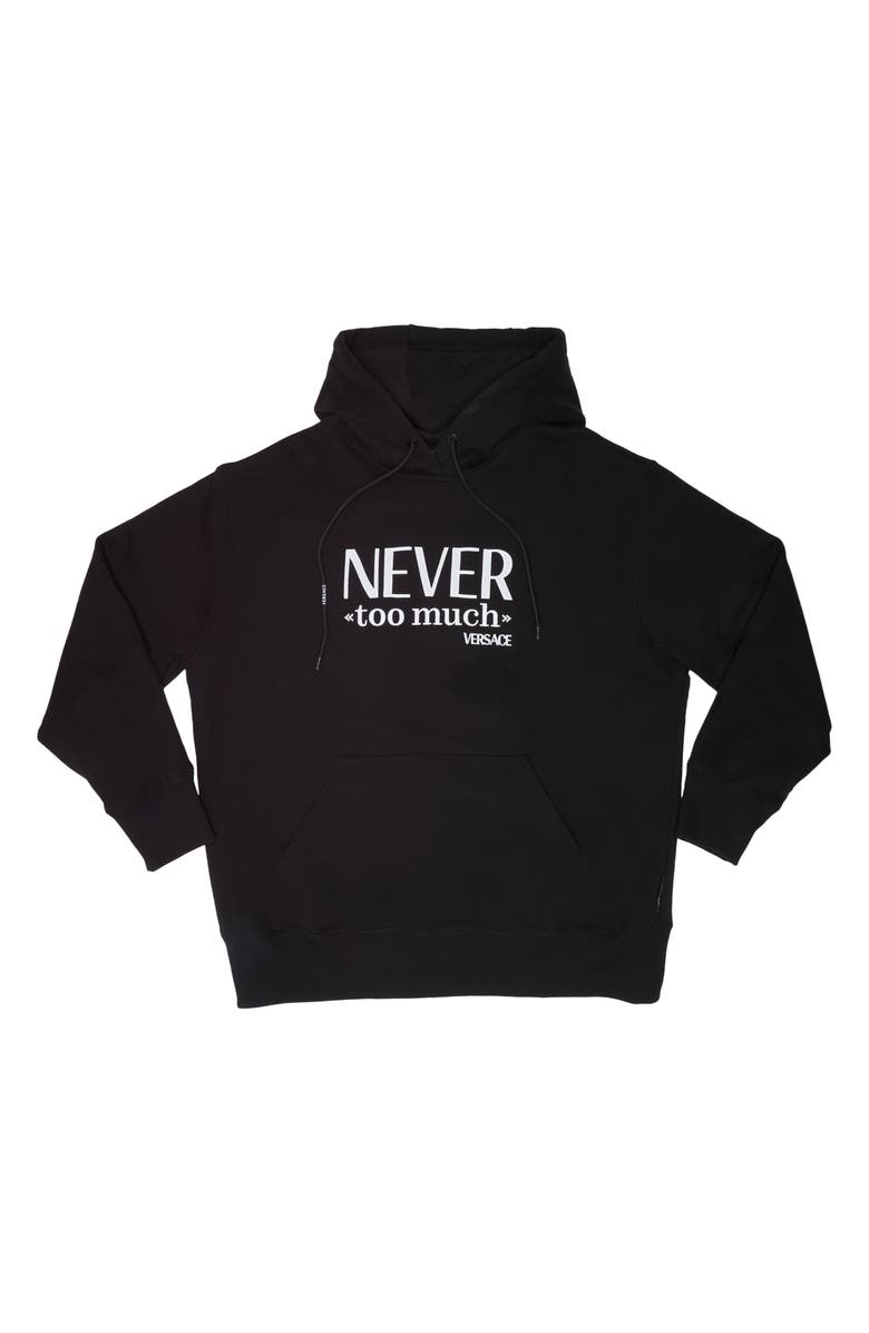 Versace Never Too Much Cotton Graphic Hoodie, Alternate, color, 