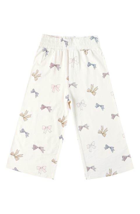 Kids' Bow Print Wide Leg Pants