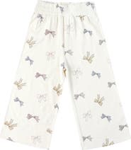 Rylee + Cru Kids' Bow Print Wide Leg Pants