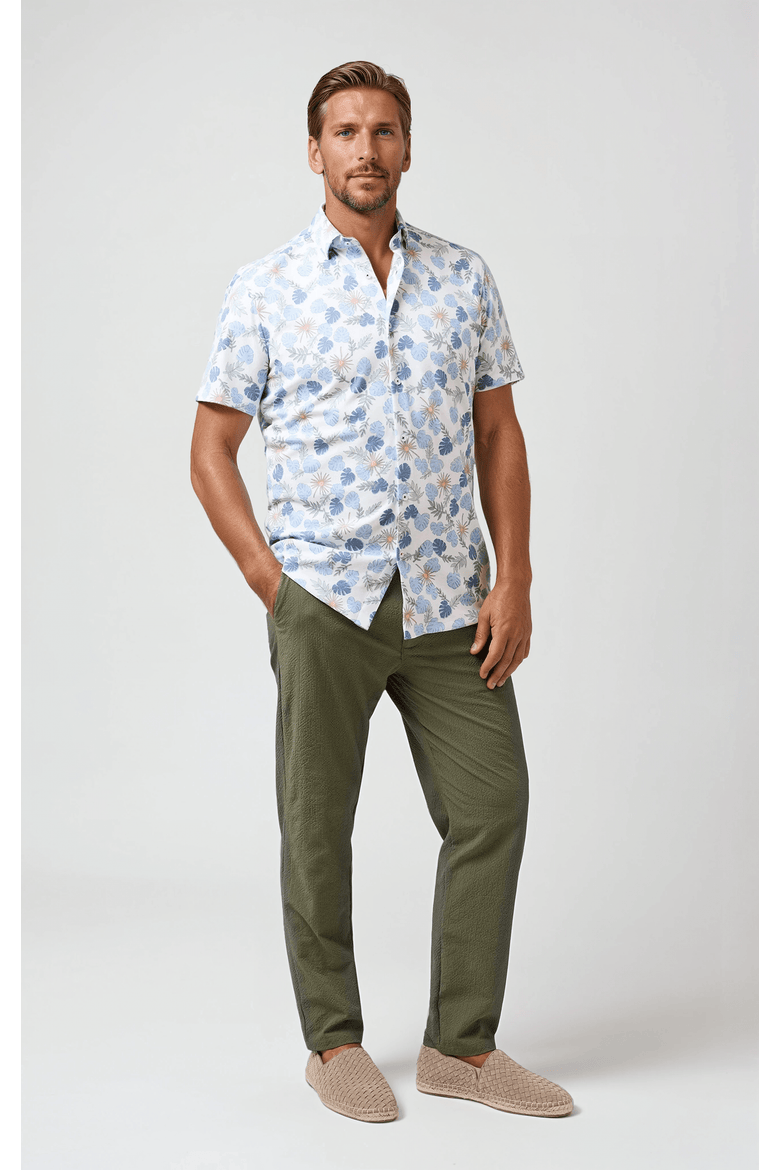 Tech Pique Resort Print SS Button-Up Shirt, Alternate, color, White