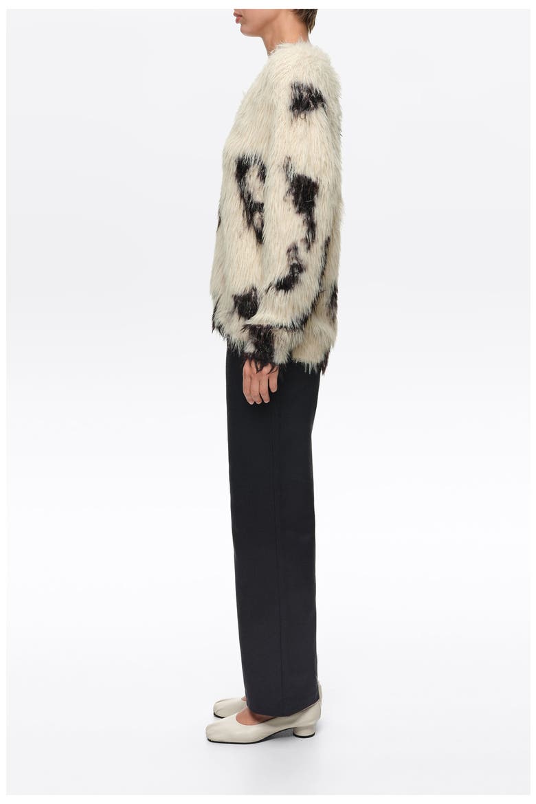 Fur V-Neck Sweater, Alternate, color, PONY