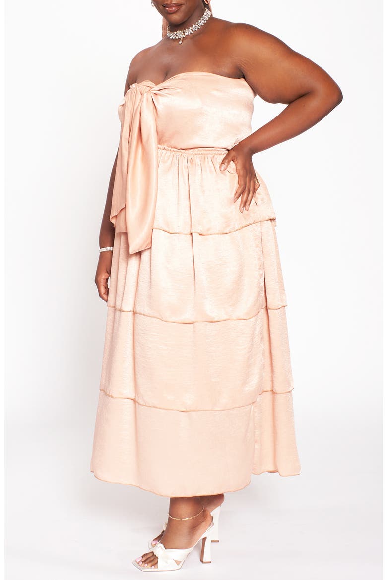 Wild Child Strapless Tiered Dress, Alternate, color, TAN
