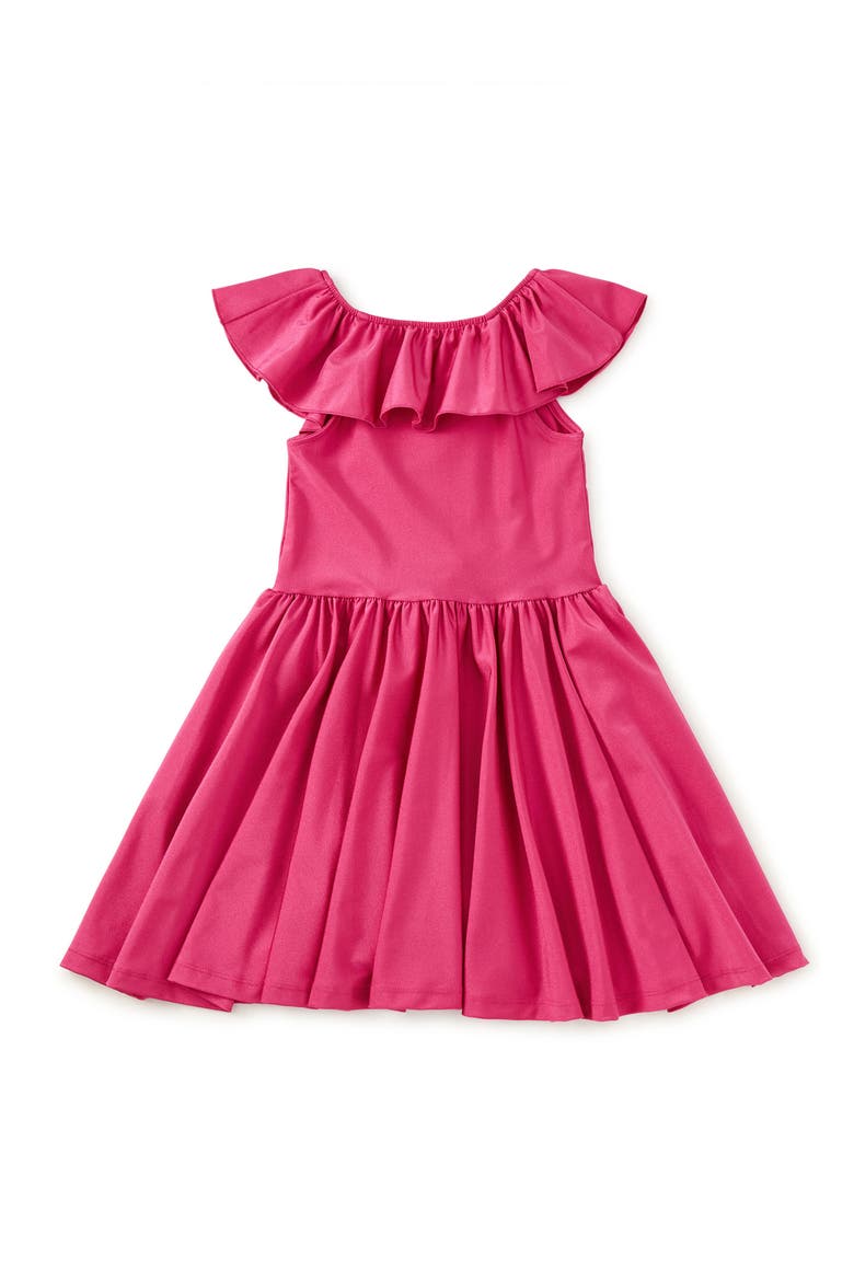 Shiny Ruffle Neck Dress, Alternate, color, Fuchsia