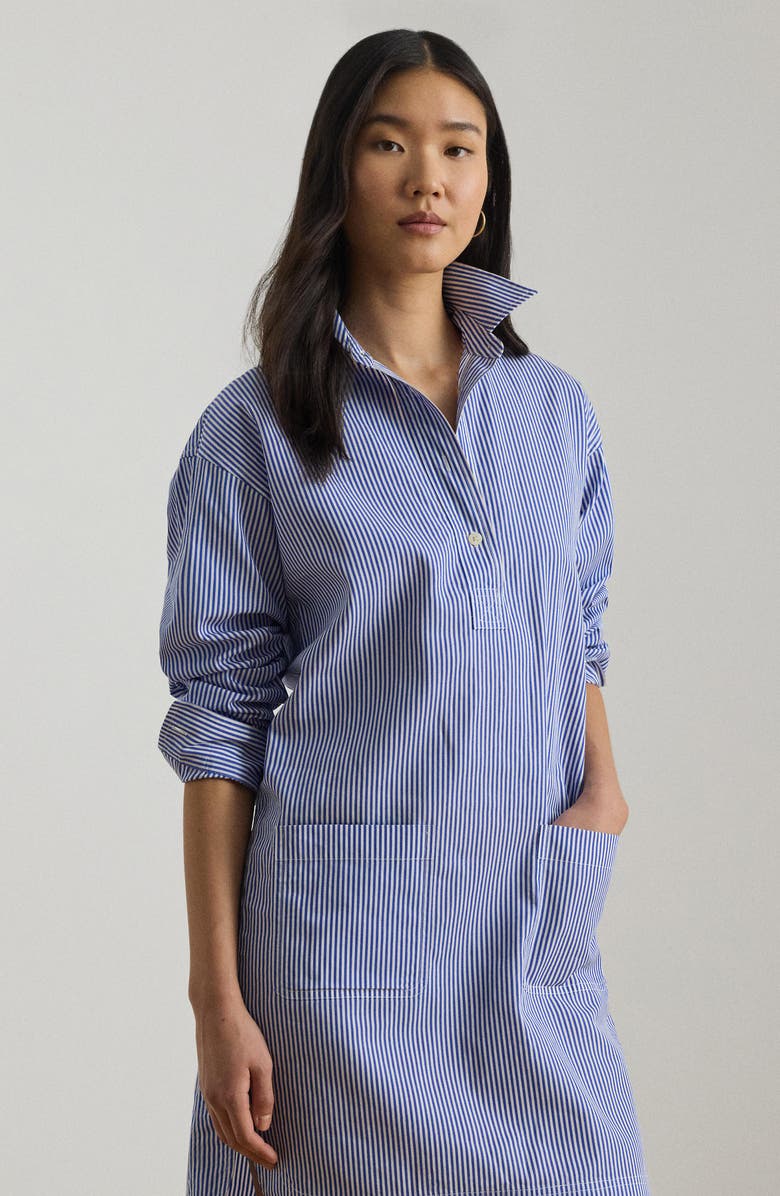 Lauren Ralph Lauren Striped Cotton Broadcloth Shirtdress, Alternate, color, Blue/ White