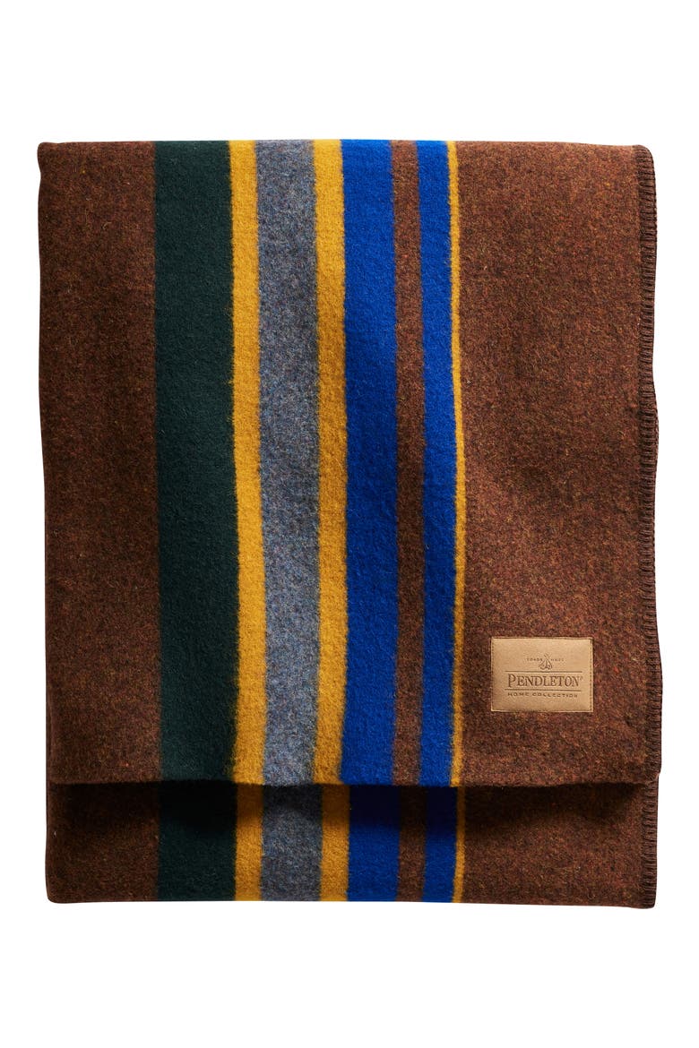 Yakima Camp Wool Blend Throw Blanket, Main, color, YAKIMA CAMP STRIPE-TOBACCO