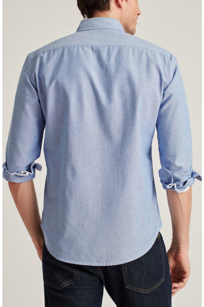 Slim Fit Solid White Stretch Cotton Button-Down Oxford Shirt, Alternate, color, SOLID - BLUE