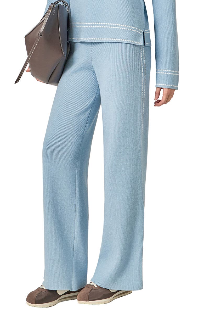 English Factory Stitch Detail Wide Leg Knit Pants, Alternate, color, Slate Blue