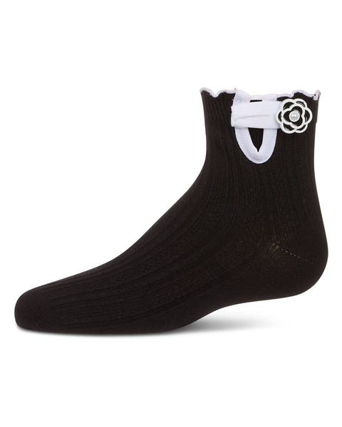 Floral Button Anklet Socks
