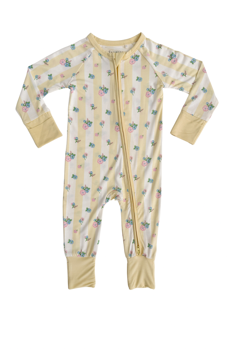 Harper Zipper Romper, Main, color, Yellow / Floral