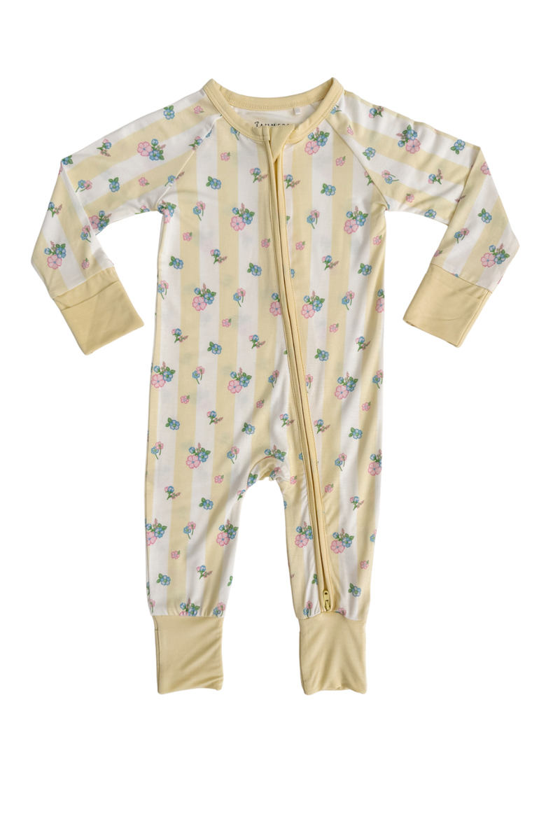 In My Jammers Harper Zipper Romper, Main, color, Yellow / Floral