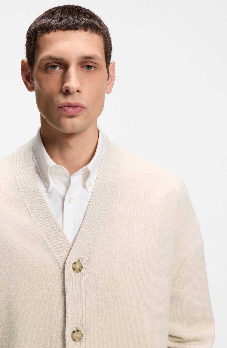 BOSS Ucone Virgin Wool Cardigan, Alternate, color, Open White