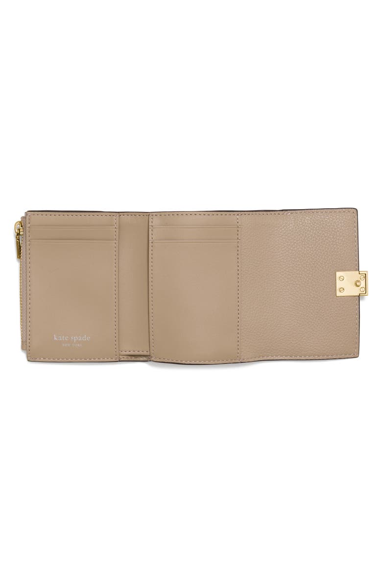 deco small pebbled leather flat wallet, Alternate, color, TIMELESS TAUPE