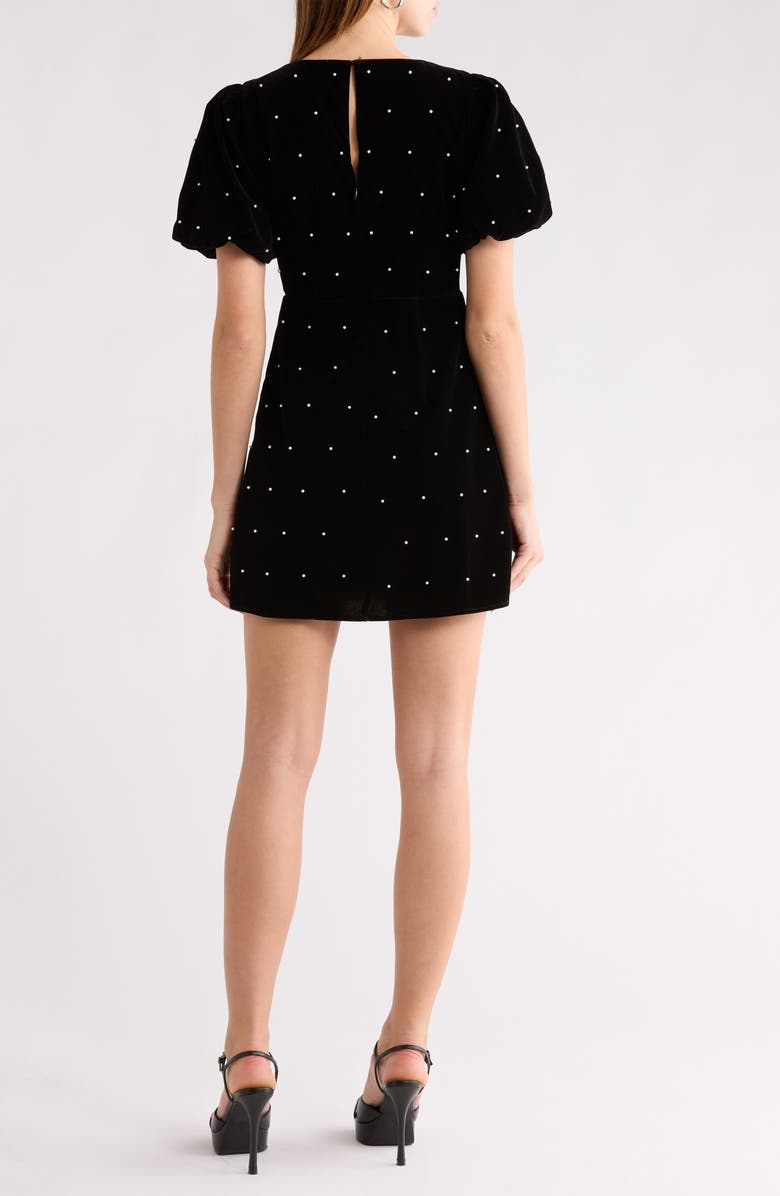 All in Favor Puff Sleeve Bow Minidress, Alternate, color, Black