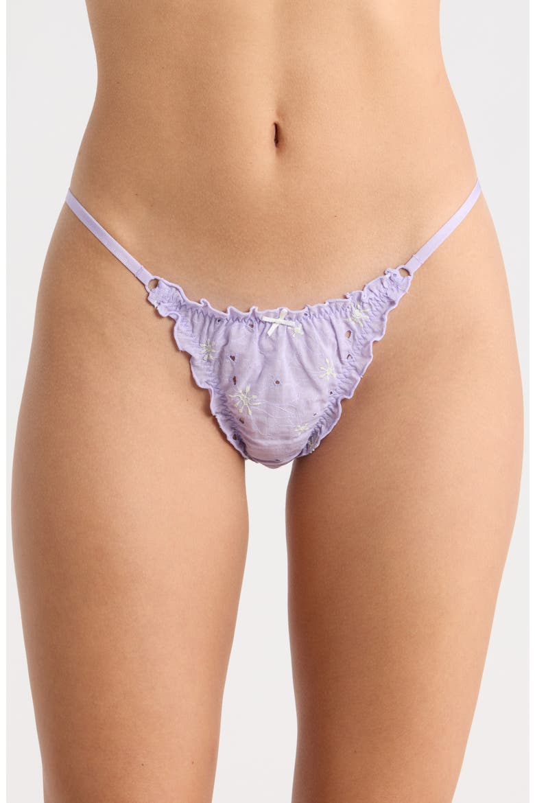 Eyelet Lace Thong, Main, color, LAVENDER GREEN
