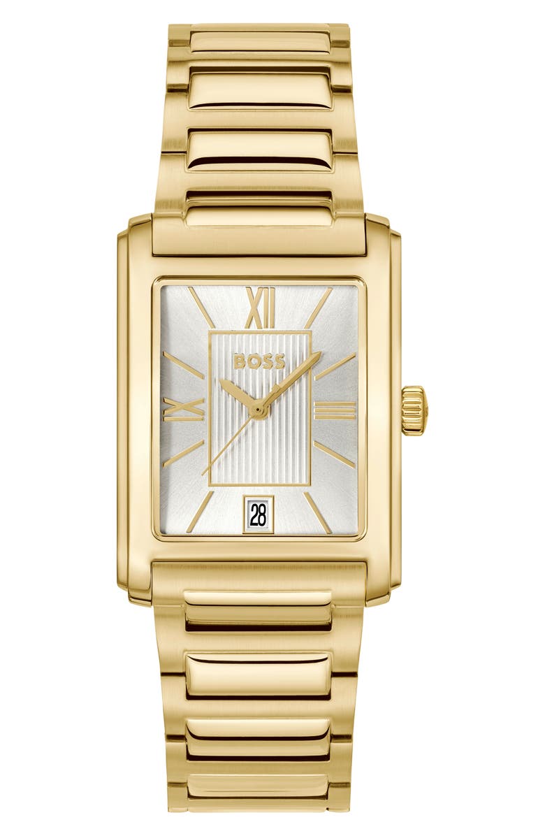 BOSS Principle Dress Bracelet Watch, 28mm x 7.8mm, Main, color, Silver/ Gold