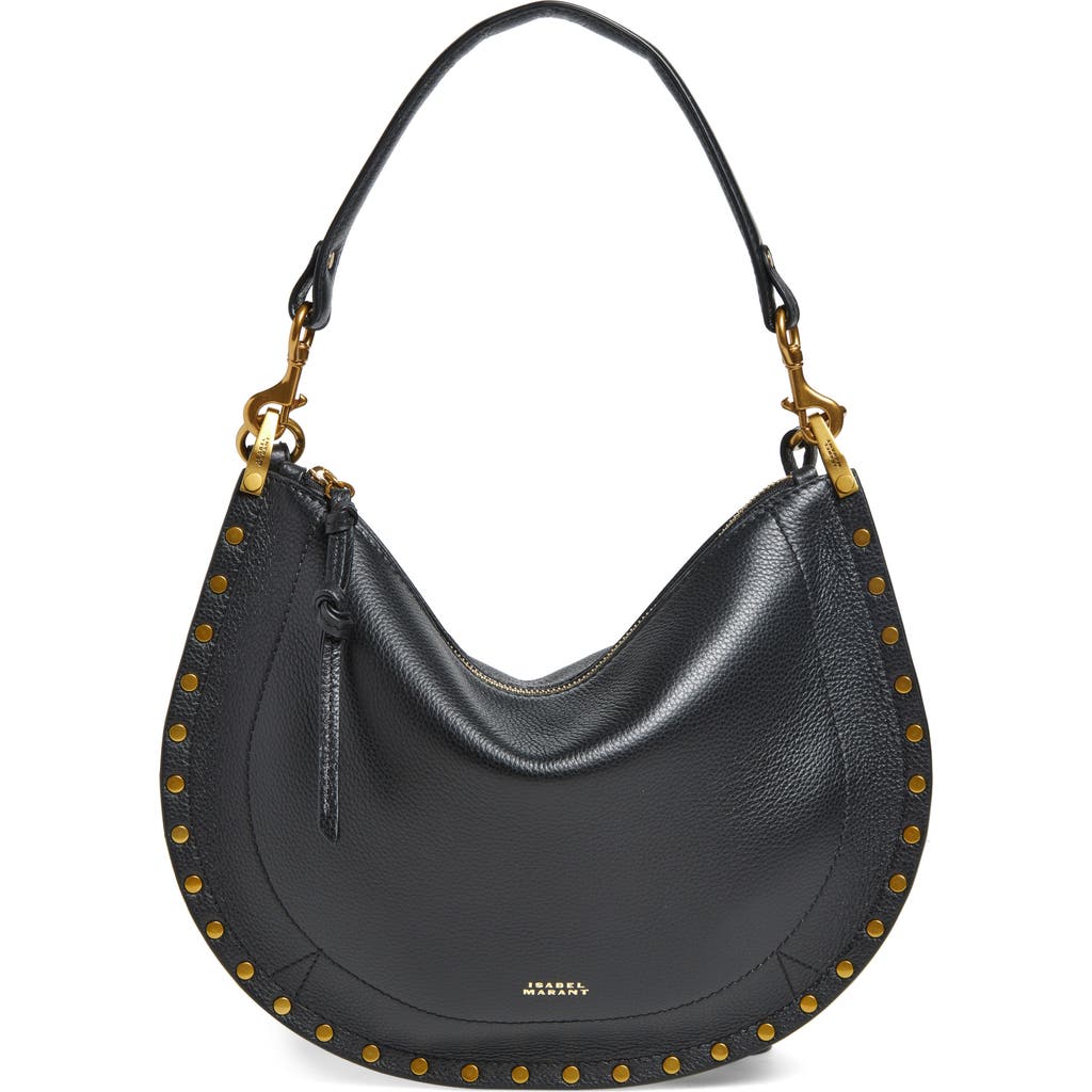 Isabel Marant Oskan Studded Grainy Leather Shoulder Bag In Black