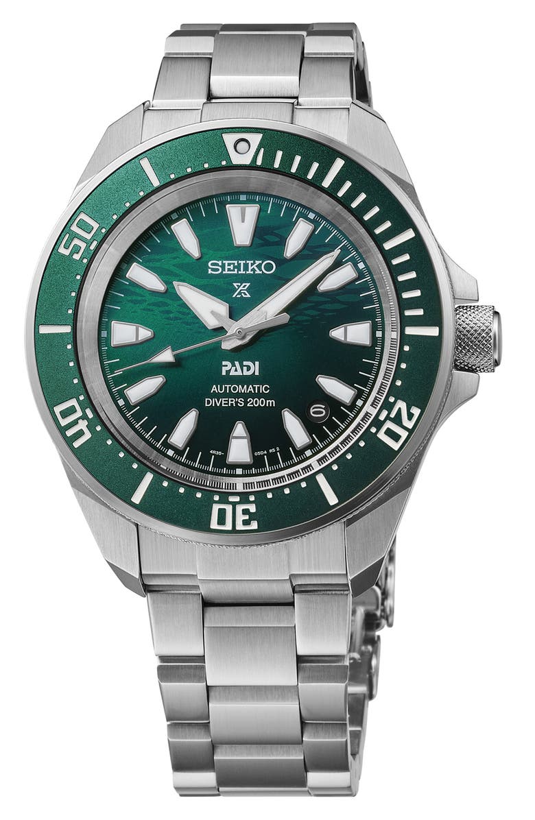 SEIKO WATCHES Prospex Sea Diver Automatic Bracelet Watch, 41.7mm, Main, color, Green