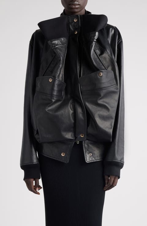 Upside Down Lambskin Leather Blouson Jacket