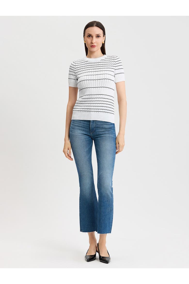 Striped Soft Knit Top, Alternate, color, Black/White
