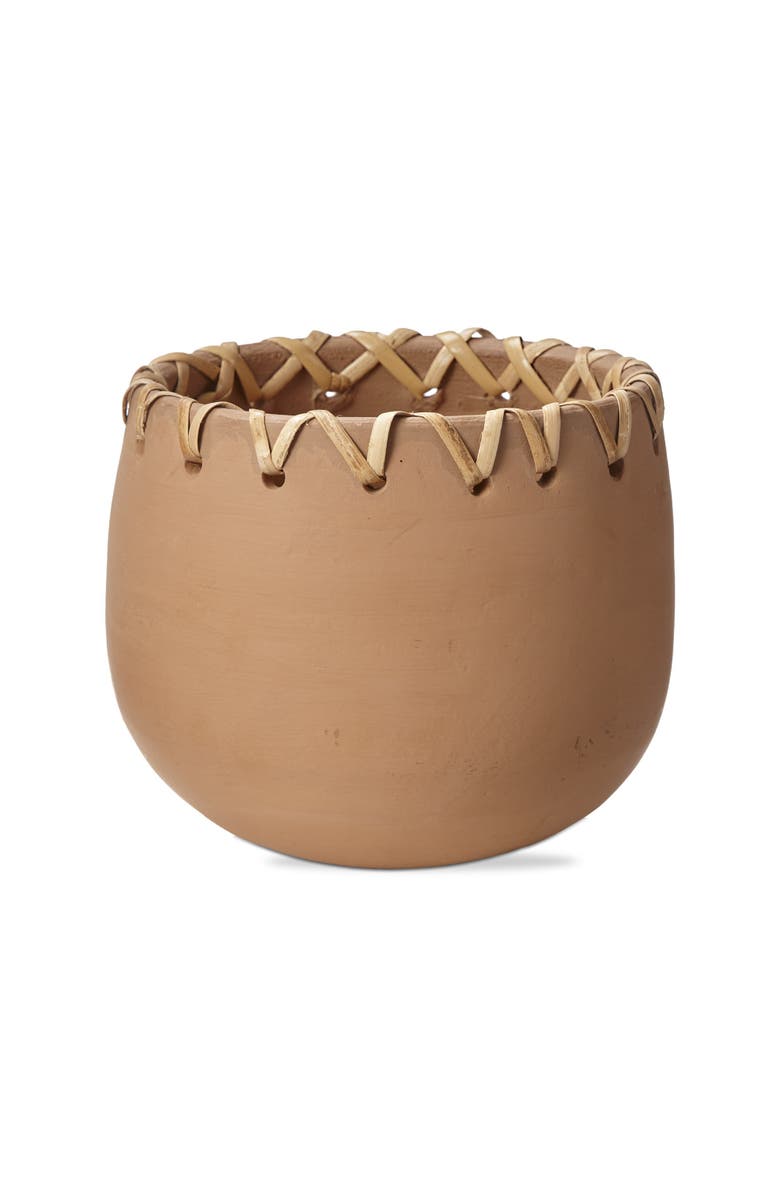 tag Basketweave Rim Terracotta Planter for Summer Gardens, Main, color, Orange