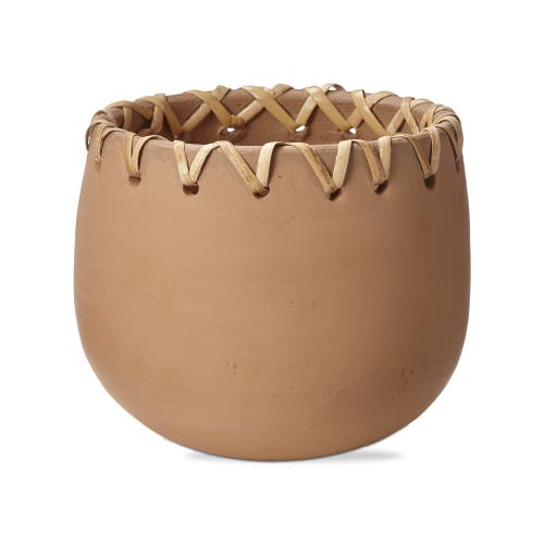 Tag Basketweave Rim Terracotta Planter For Summer Gardens In Brown
