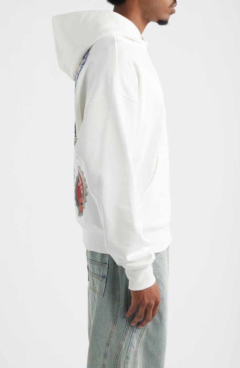 CRIMINAL DAMAGE Beer Bottle Graphic Cotton Hoodie, Alternate, color, Off-White