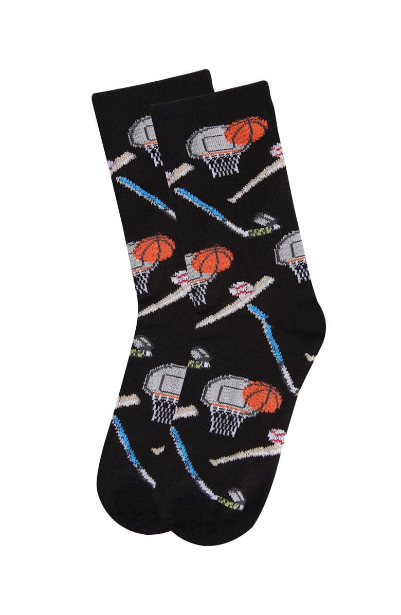 MeMoi Sports Crew Socks, Alternate, color, Black