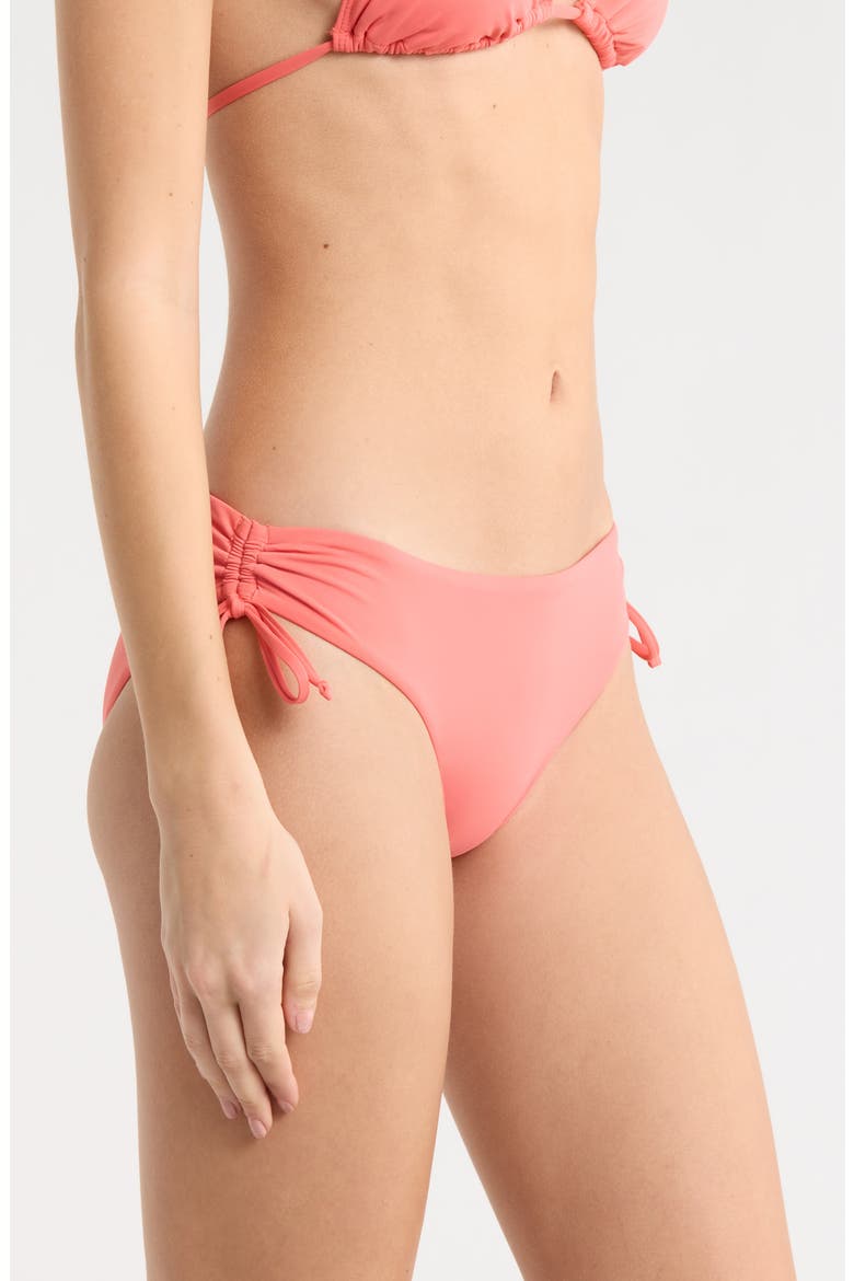 Beach Classics Side Tie Hipster Bikini Bottoms, Alternate, color, HOT CORAL