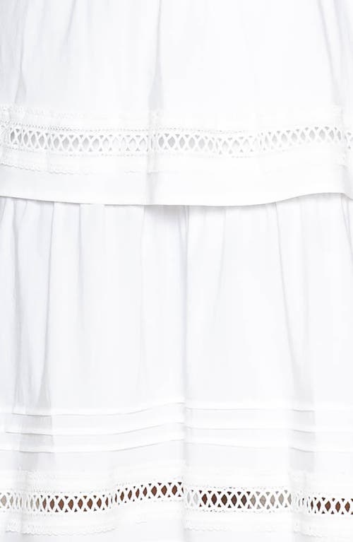 Buxom Couture Tiered Ruffle Lace Trim Minidress In White