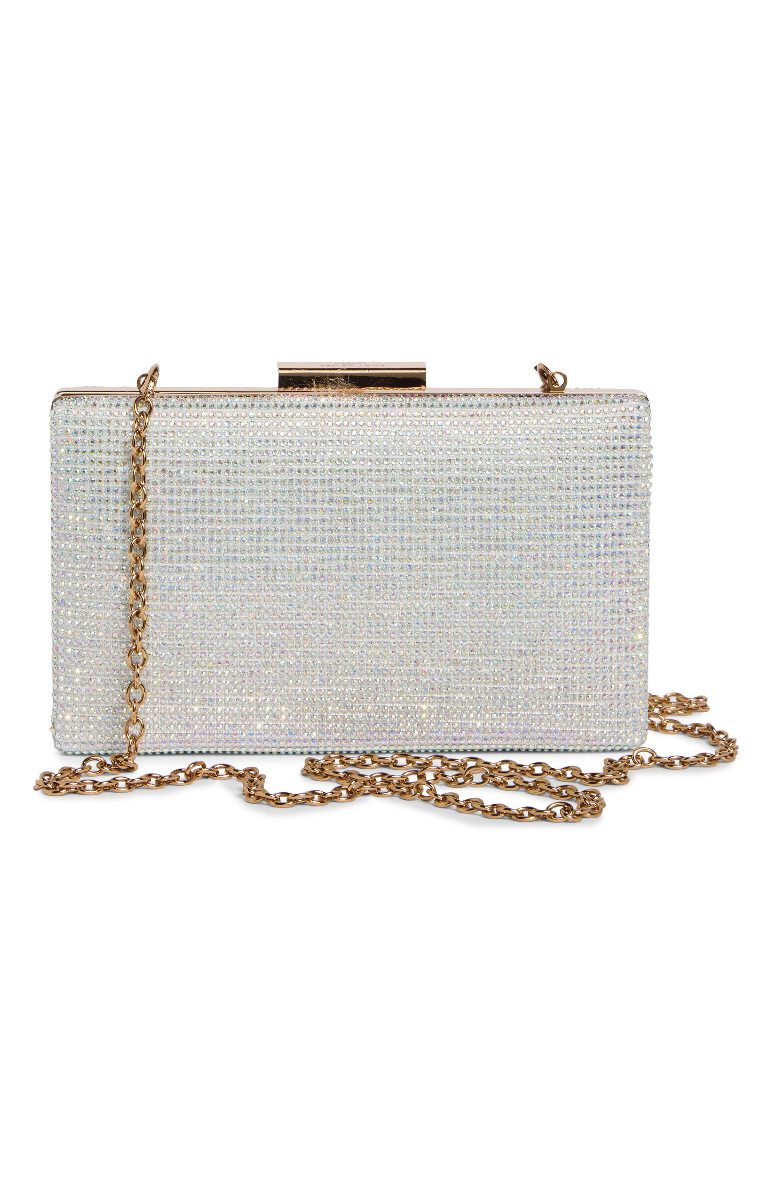 Rhinestone Box Clutch, Alternate, color, BONE