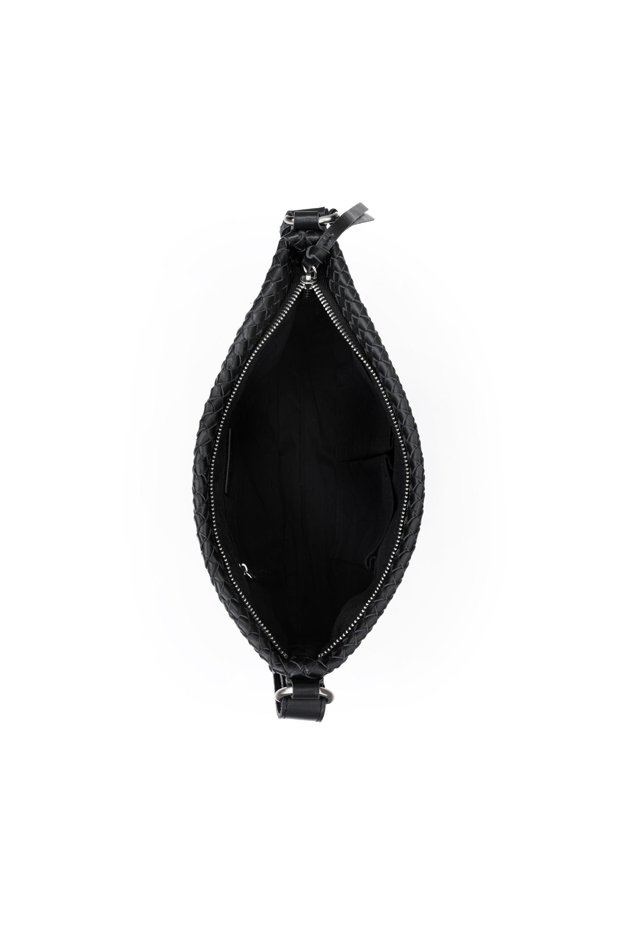 The Sak Melrose Crossbody Woven Leather Bag, Alternate, color, Black Woven