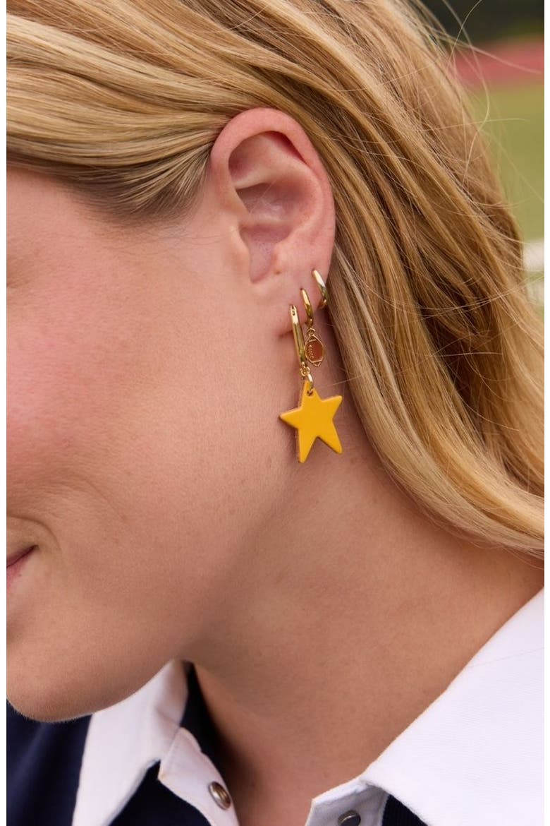Football Huggie Earrings, Alternate, color, Gold